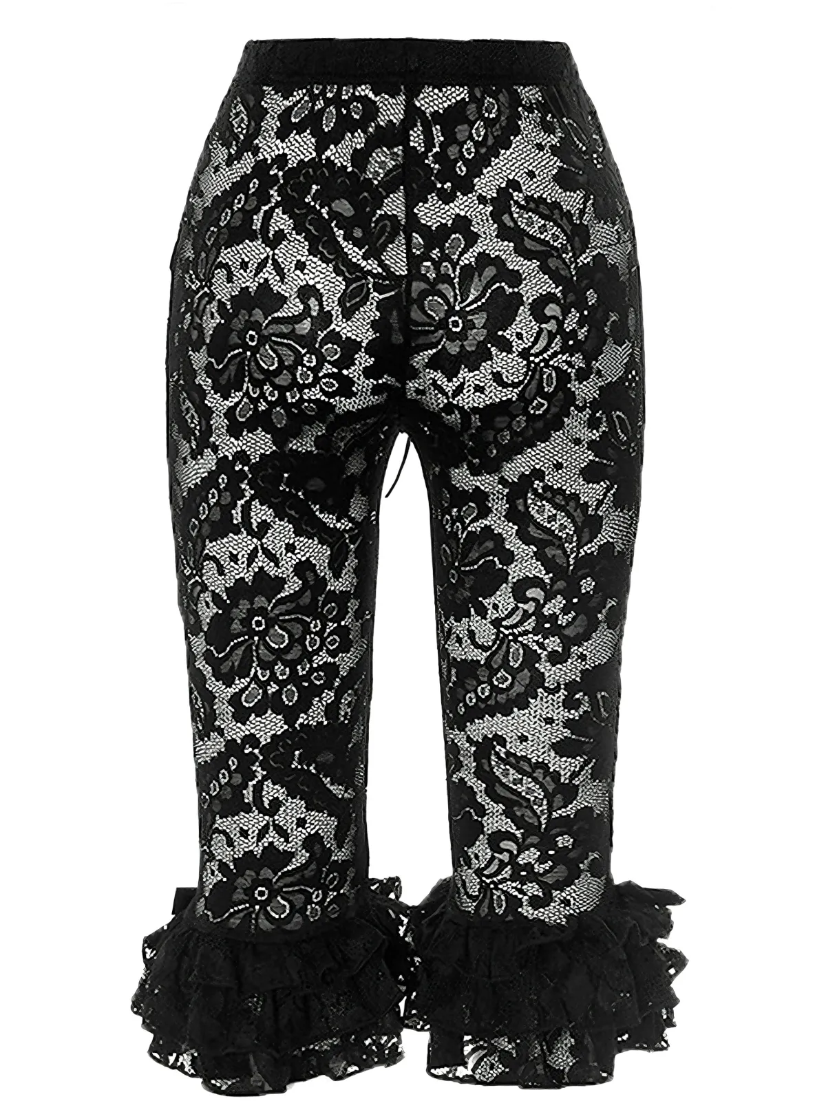 Best Retro Stage 1950s Retro Lace Ruffles Capri Pants