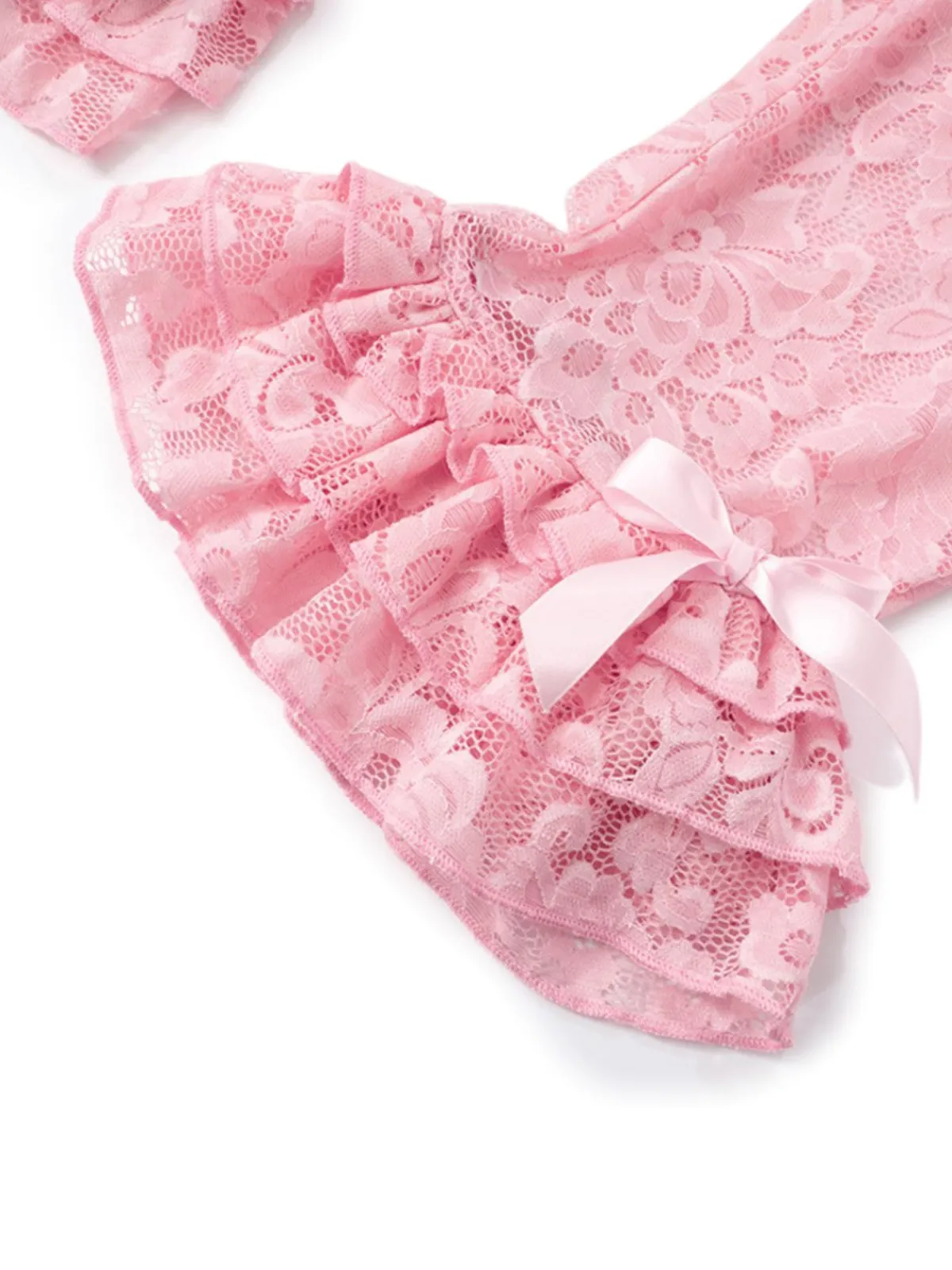Best Retro Stage 1950s Retro Lace Ruffles Capri Pants
