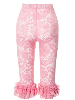 Best Retro Stage 1950s Retro Lace Ruffles Capri Pants