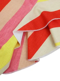 Online Retro Stage 1970s Roman Stripes Ruffle Sleeve Dress