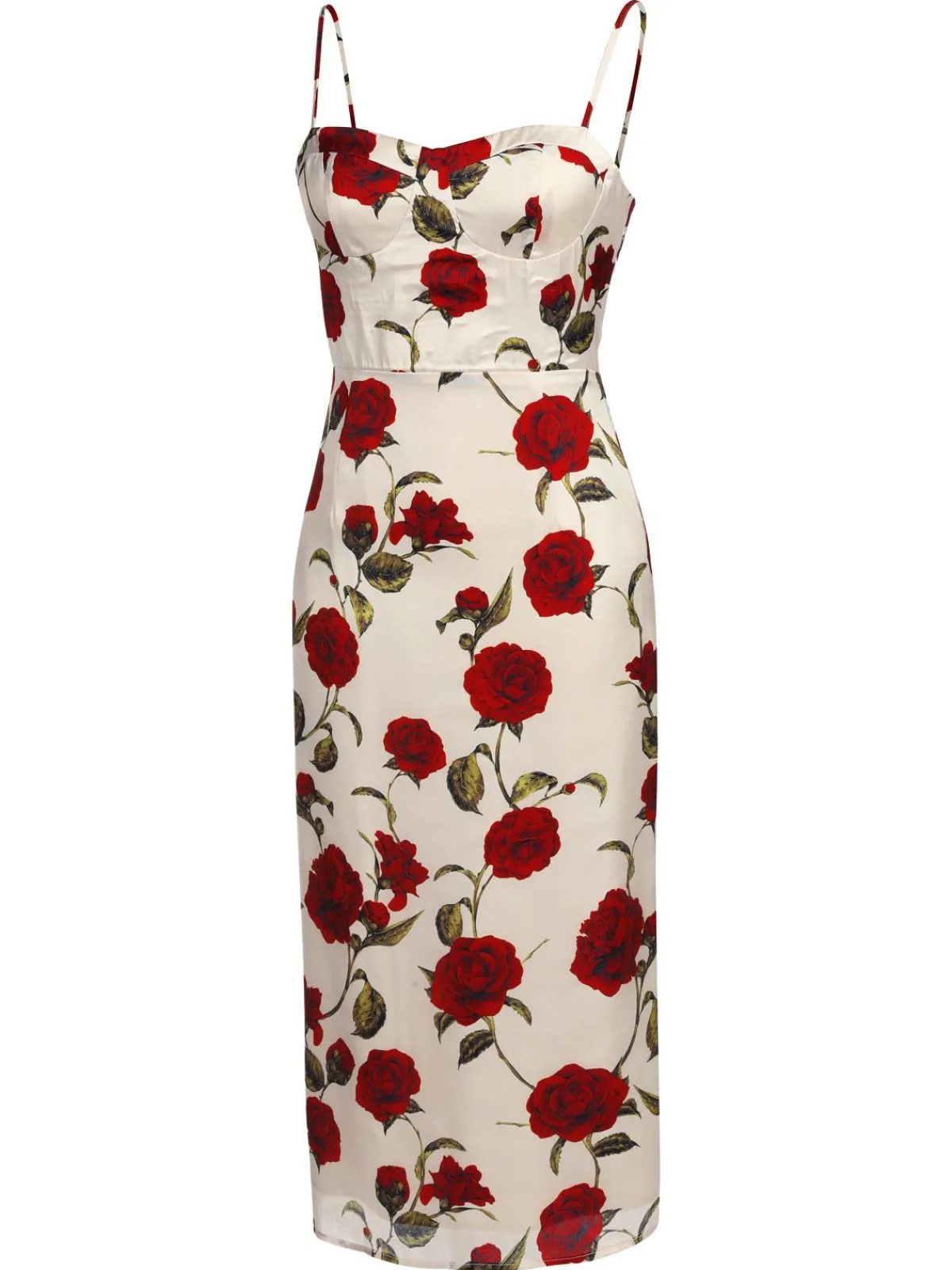New Retro Stage 1960s Rose Suspender Pencil Dress As Picture
