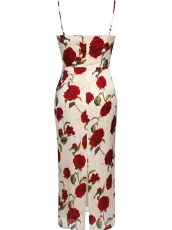 New Retro Stage 1960s Rose Suspender Pencil Dress As Picture