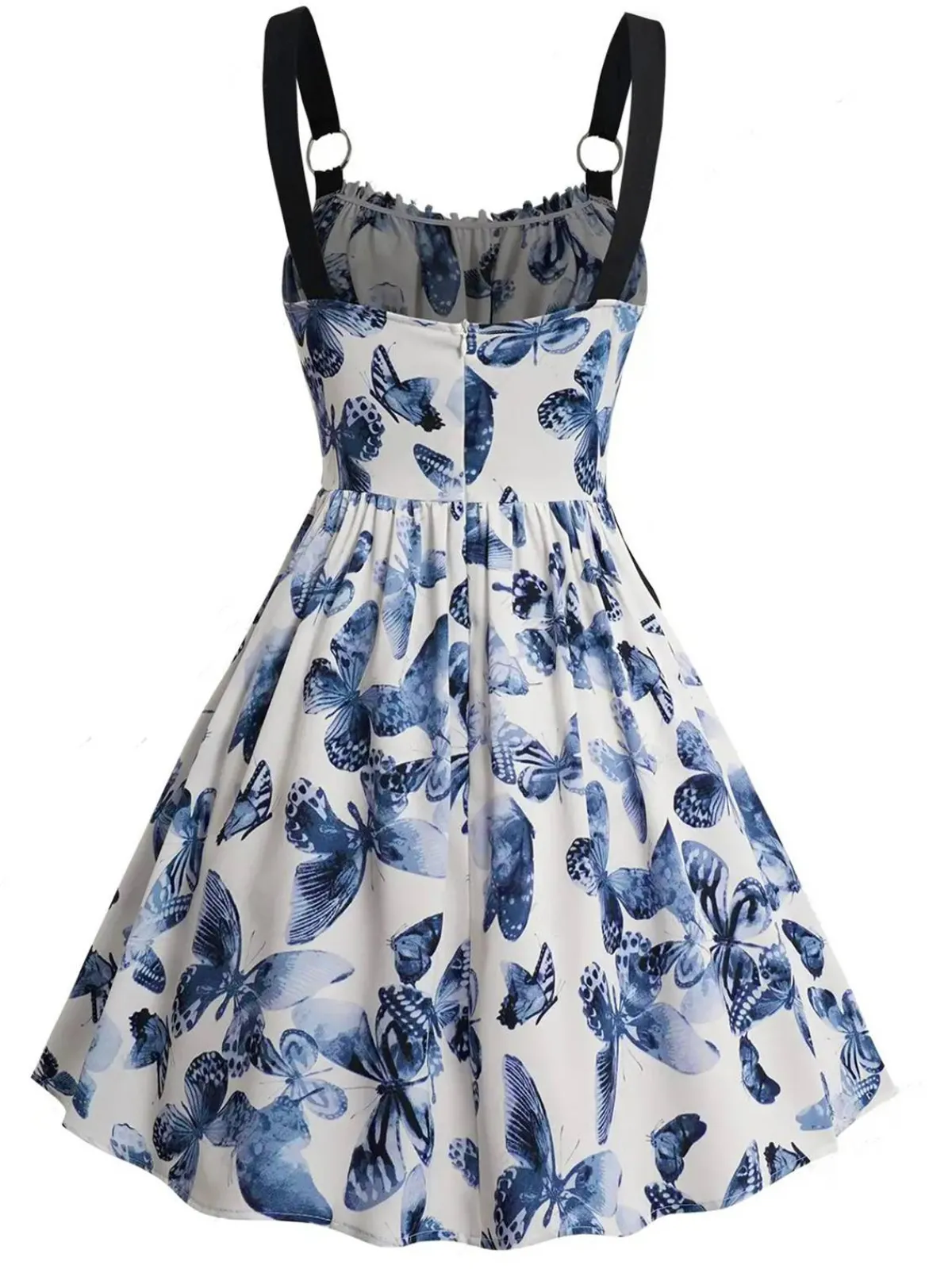 Outlet Retro Stage 1950s Roses Straps Lace-Up Pleated Dress