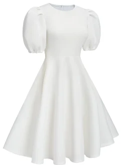 Hot Retro Stage 1950s Round Neck Puff Sleeve A-Line Dress