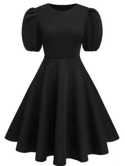 Hot Retro Stage 1950s Round Neck Puff Sleeve A-Line Dress