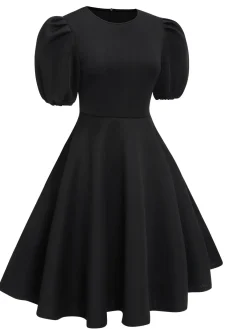 Hot Retro Stage 1950s Round Neck Puff Sleeve A-Line Dress