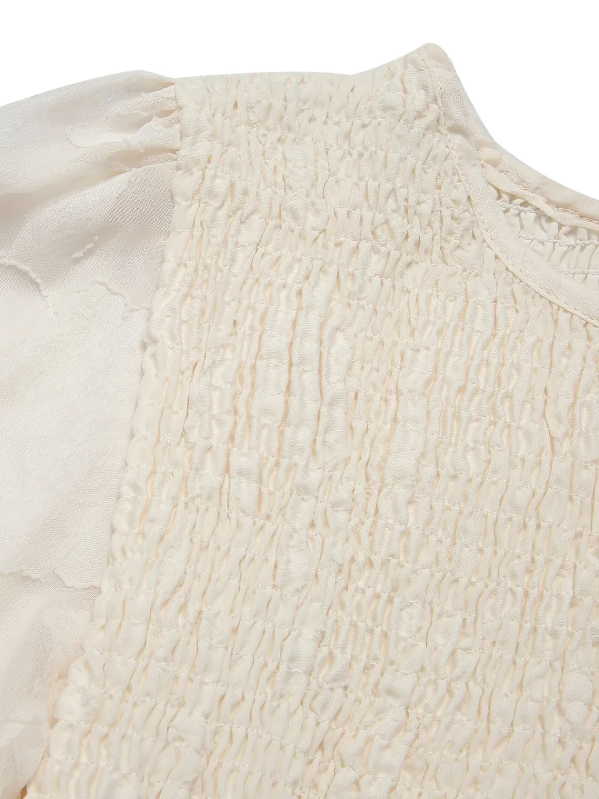 New Retro Stage 1930s Round Neck Puff Sleeve Wrinkle Dress