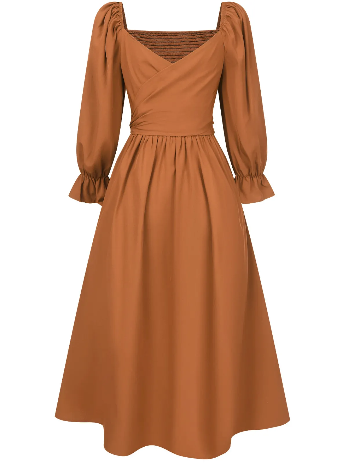 New Retro Stage 1940s Ruffle Wrap Reversible Puff Sleeve Dress