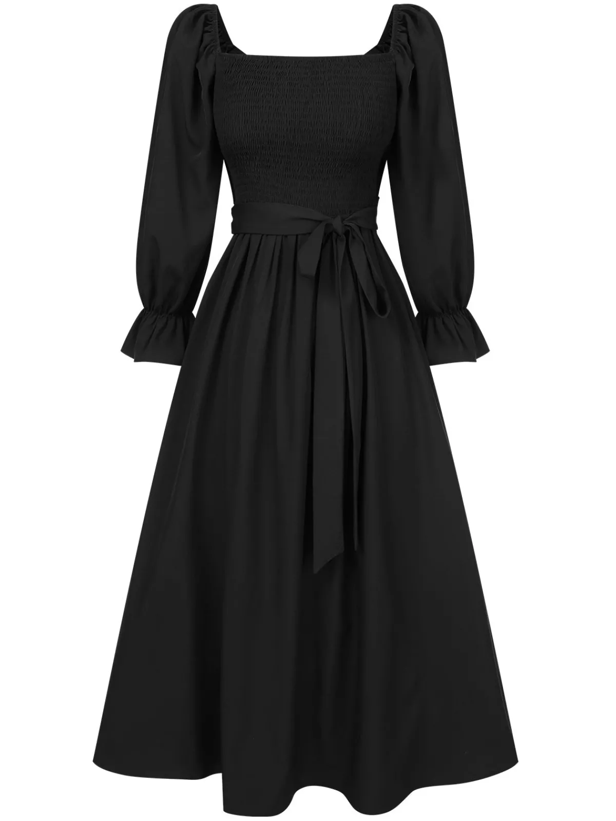 New Retro Stage 1940s Ruffle Wrap Reversible Puff Sleeve Dress