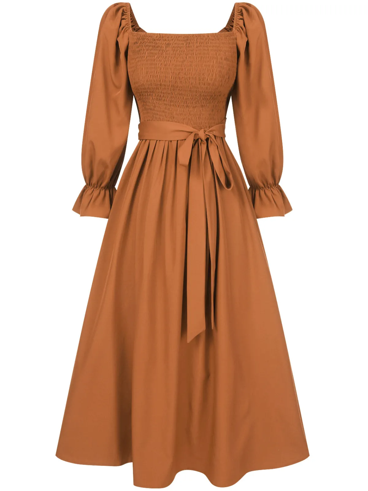 Online Retro Stage 1940s Ruffle Wrap Reversible Puff Sleeve Dress
