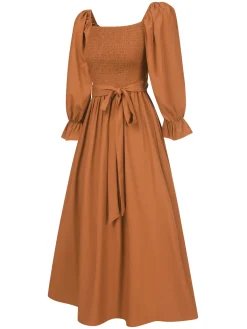 Online Retro Stage 1940s Ruffle Wrap Reversible Puff Sleeve Dress