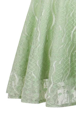 Discount Retro Stage 1950s Ruffled Sleeves Lace Swing Dress