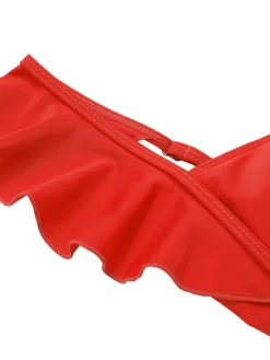 Discount Retro Stage 1950s Ruffles Backless Solid One-Piece Swimsuit