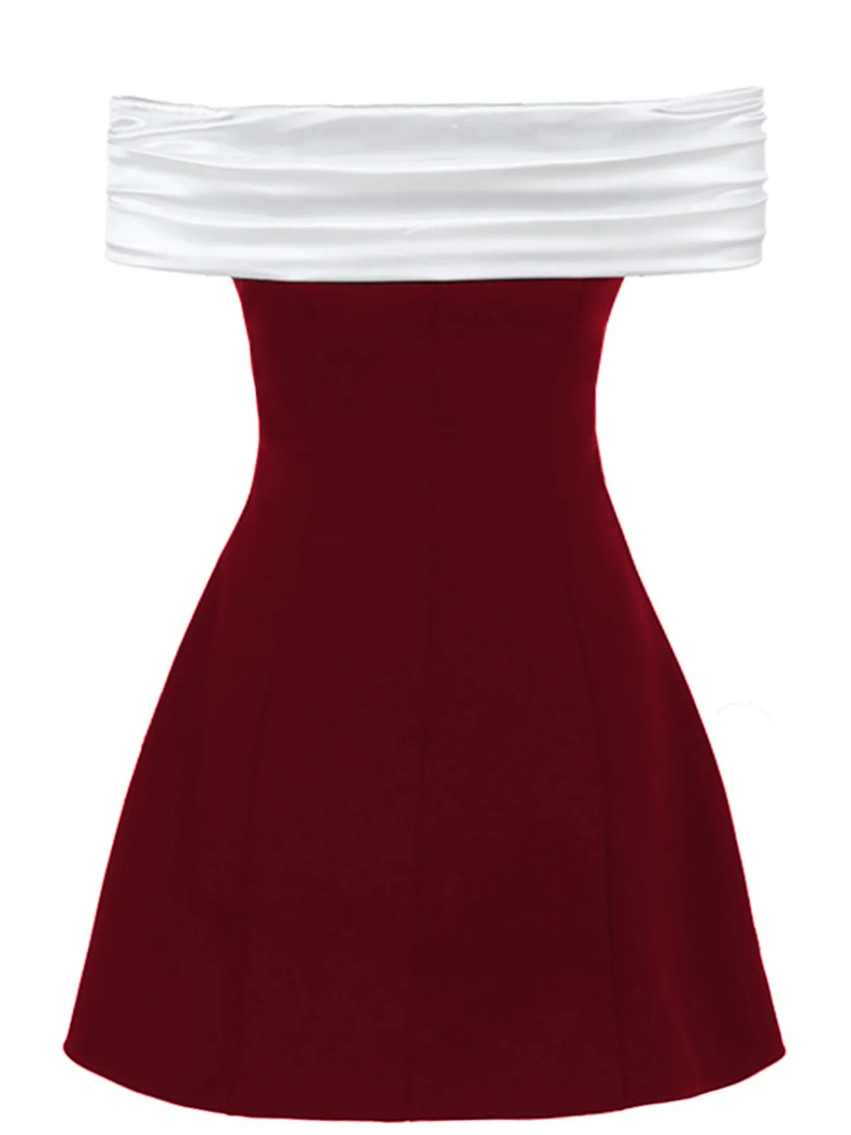 Best Retro Stage 1960s Satin Patchwork Off-shoulder Babydoll Dress