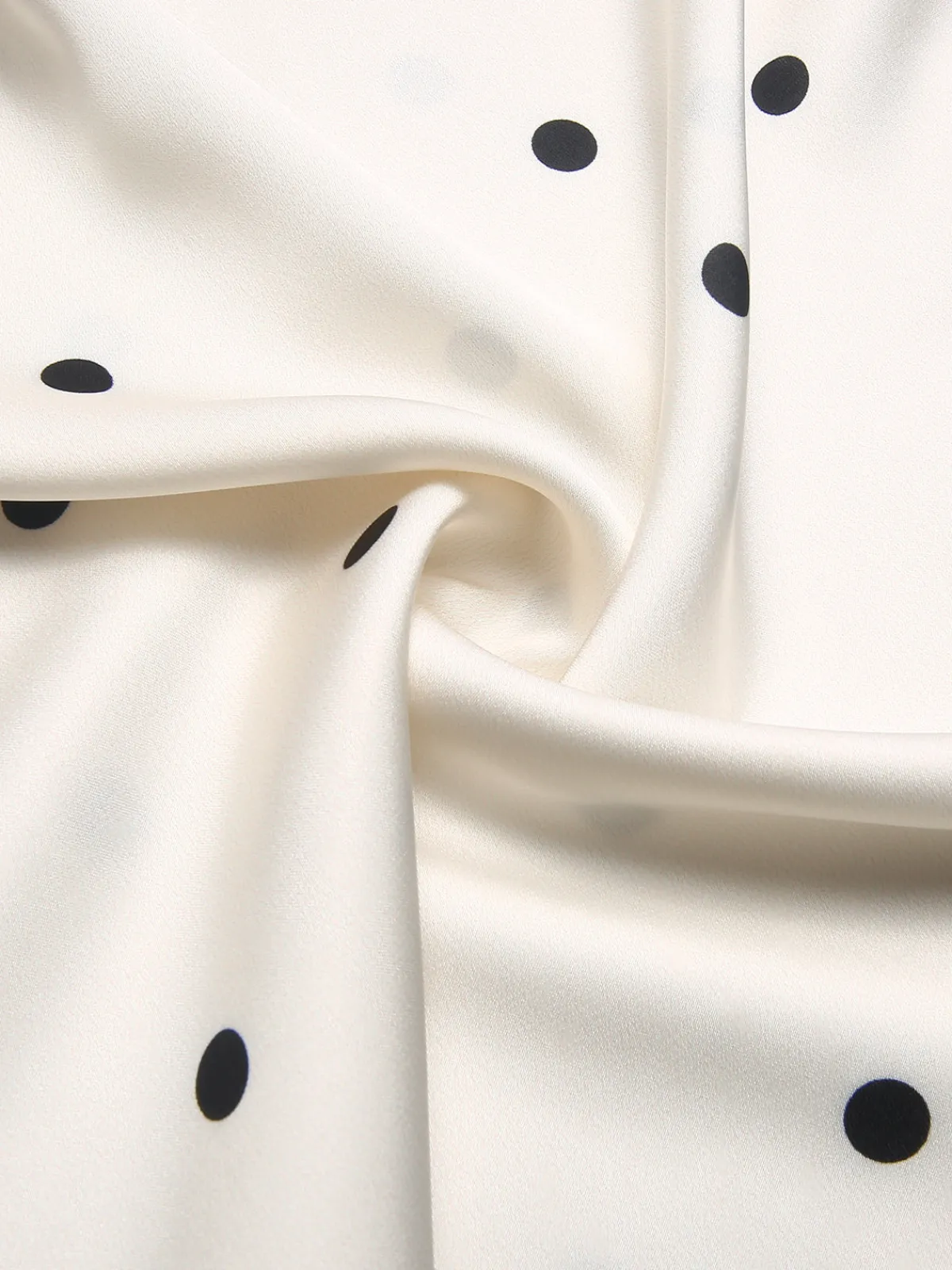 Online Retro Stage 1970s Satin Polka Dot Lace Silk Nightdress White
