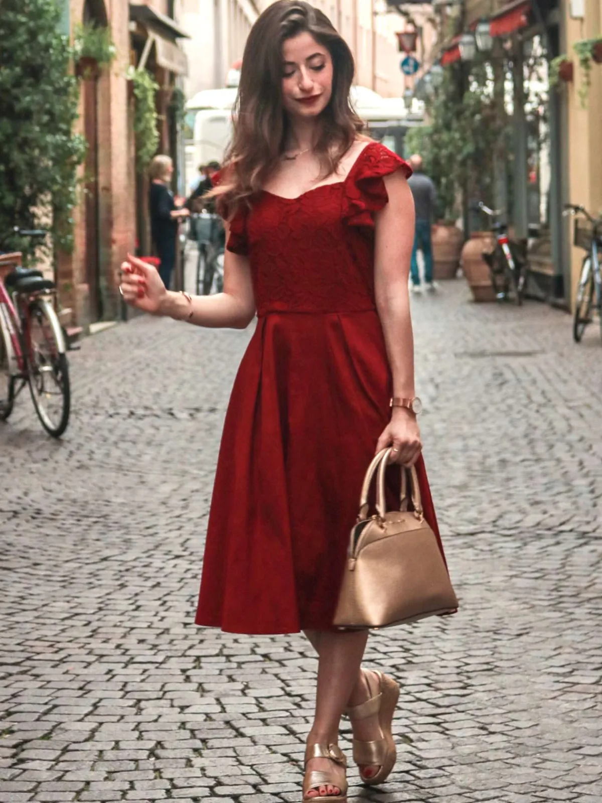 Discount Retro Stage 1950S Satin Solid Swing Dress Wine red