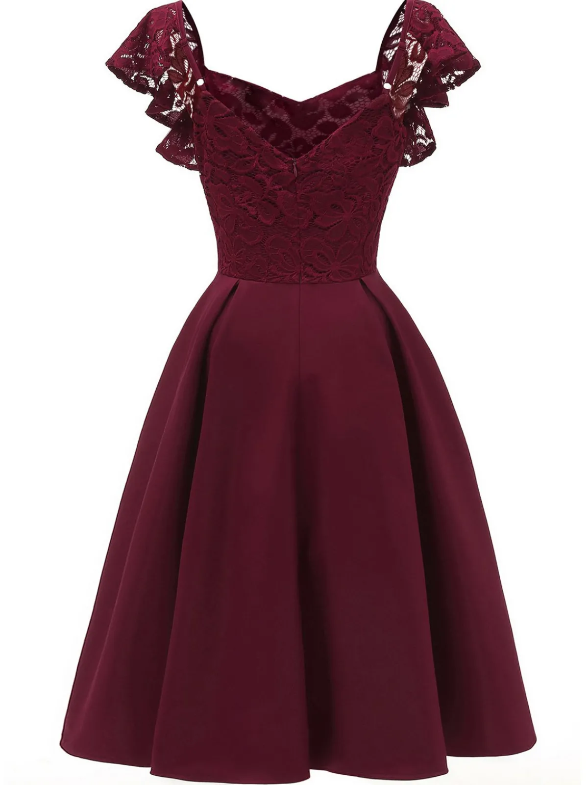 Discount Retro Stage 1950S Satin Solid Swing Dress Wine red