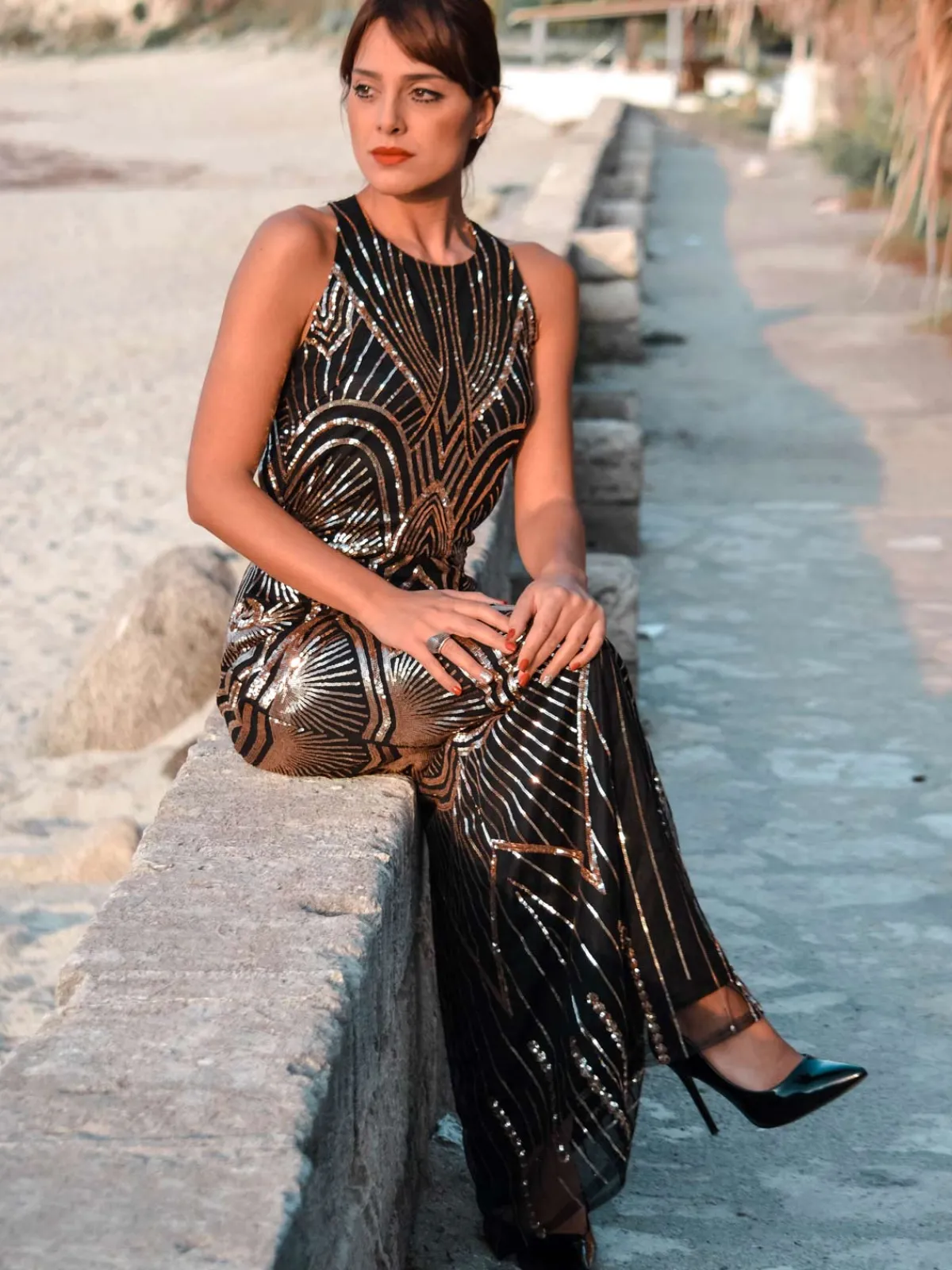 Outlet Retro Stage 1920s Sequin Backless Formal Dress