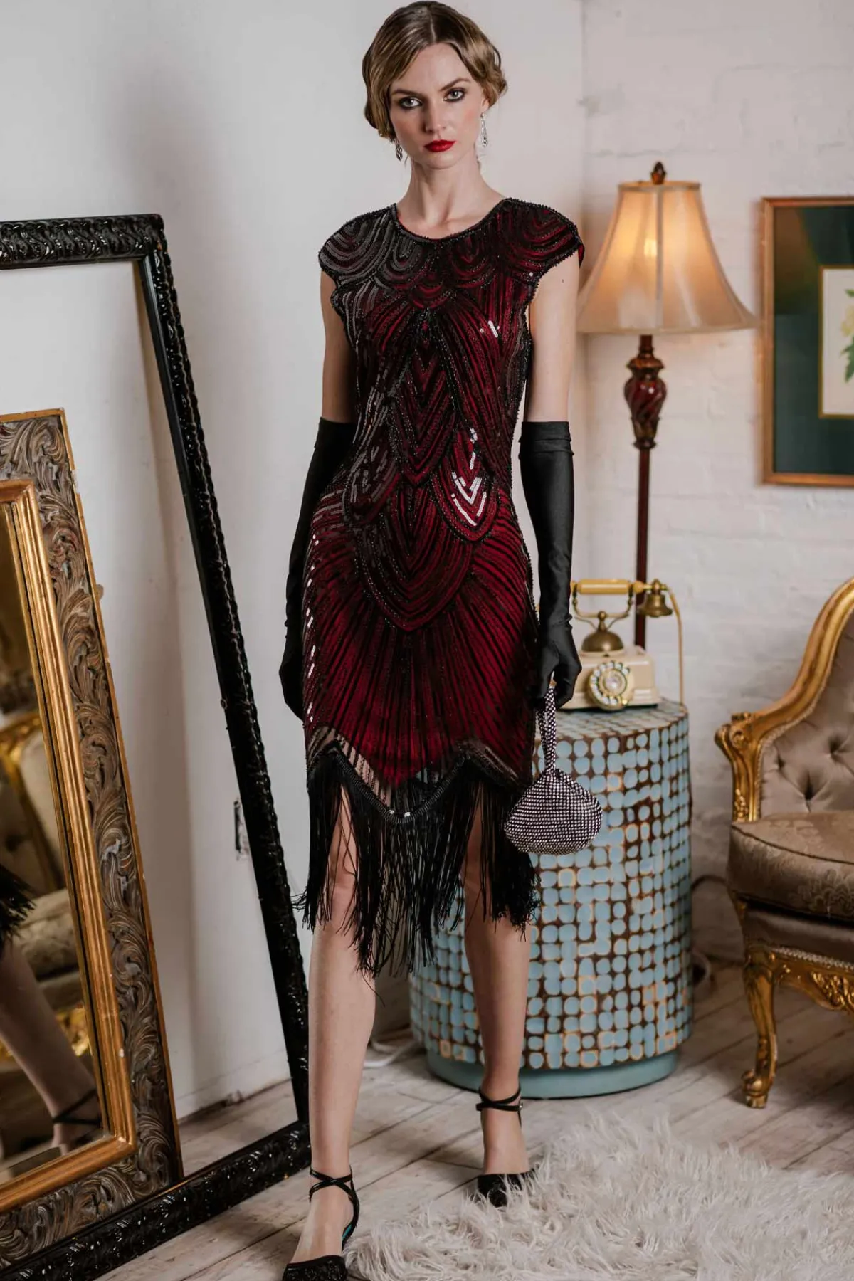 Fashion Retro Stage 1920s Sequin Beaded Fringed Dress