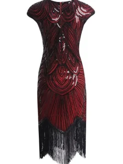 Fashion Retro Stage 1920s Sequin Beaded Fringed Dress