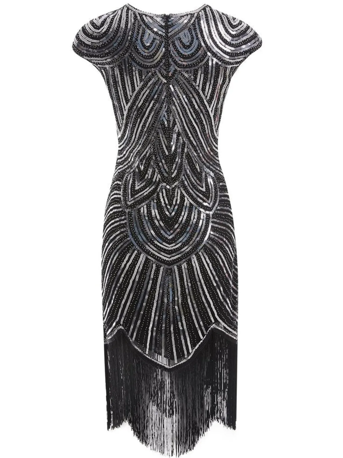 Discount Retro Stage 1920s Sequin Beaded Fringed Dress