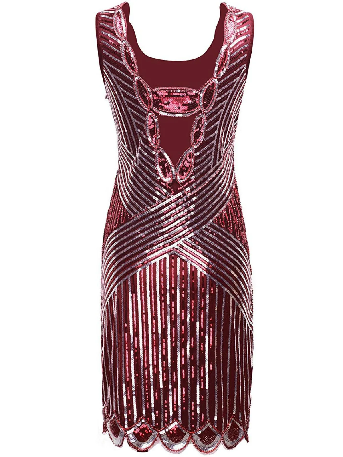 Sale Retro Stage 1920s Sequin Evening Dress Wine red