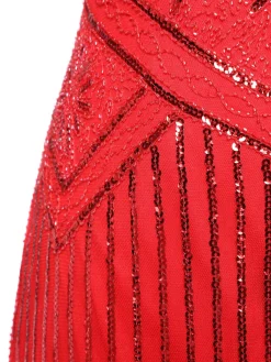 Fashion Retro Stage 1920s Sequin Fringed Flapper Dresses Red