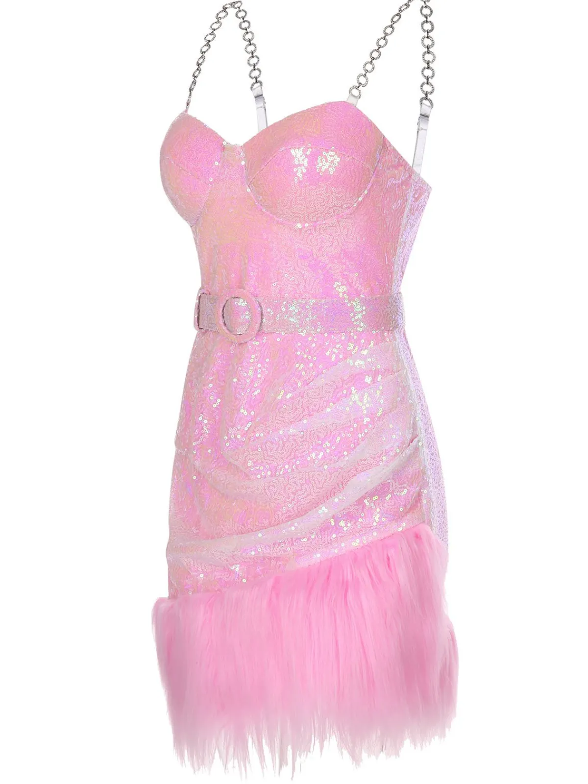 Outlet Retro Stage 1970s Sequined Feather Spaghetti Strap Dress