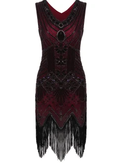 Sale Retro Stage 1920s Sequined Fringe Dress
