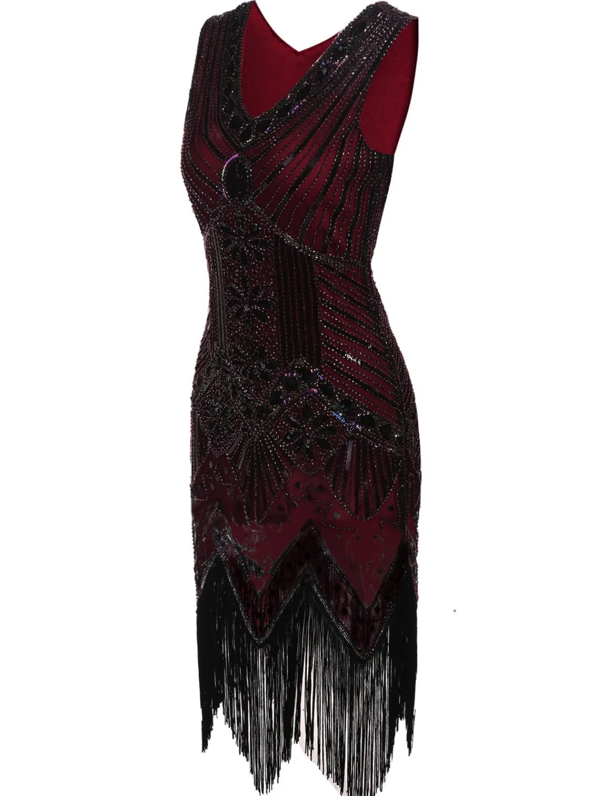 Sale Retro Stage 1920s Sequined Fringe Dress