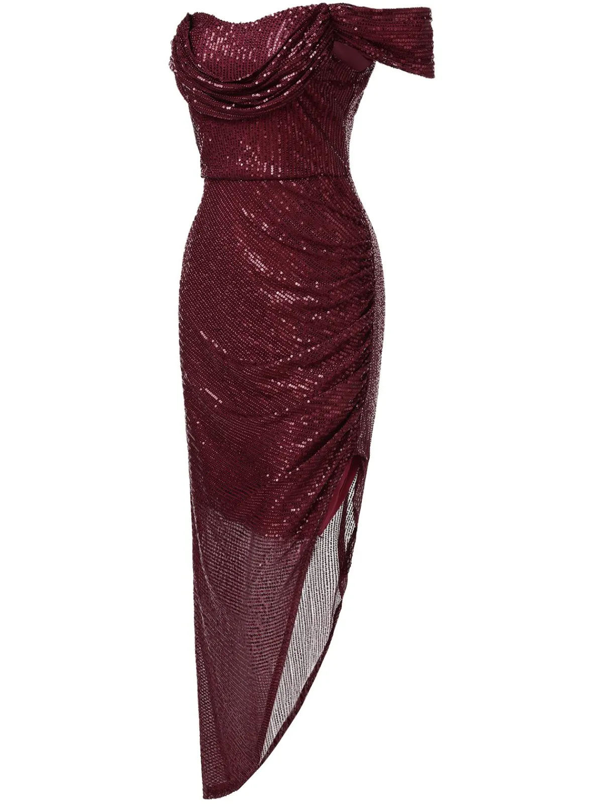 Hot Retro Stage 1920s Sequined Off-Shoulder Solid Dress