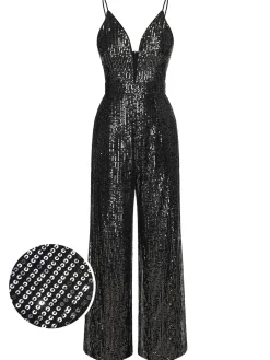 Best Retro Stage 1930s Sequined Shiny Slip Vintage Jumpsuit