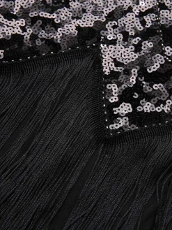 Sale Retro Stage 1920s Sequined Tassel V-Neck Dress