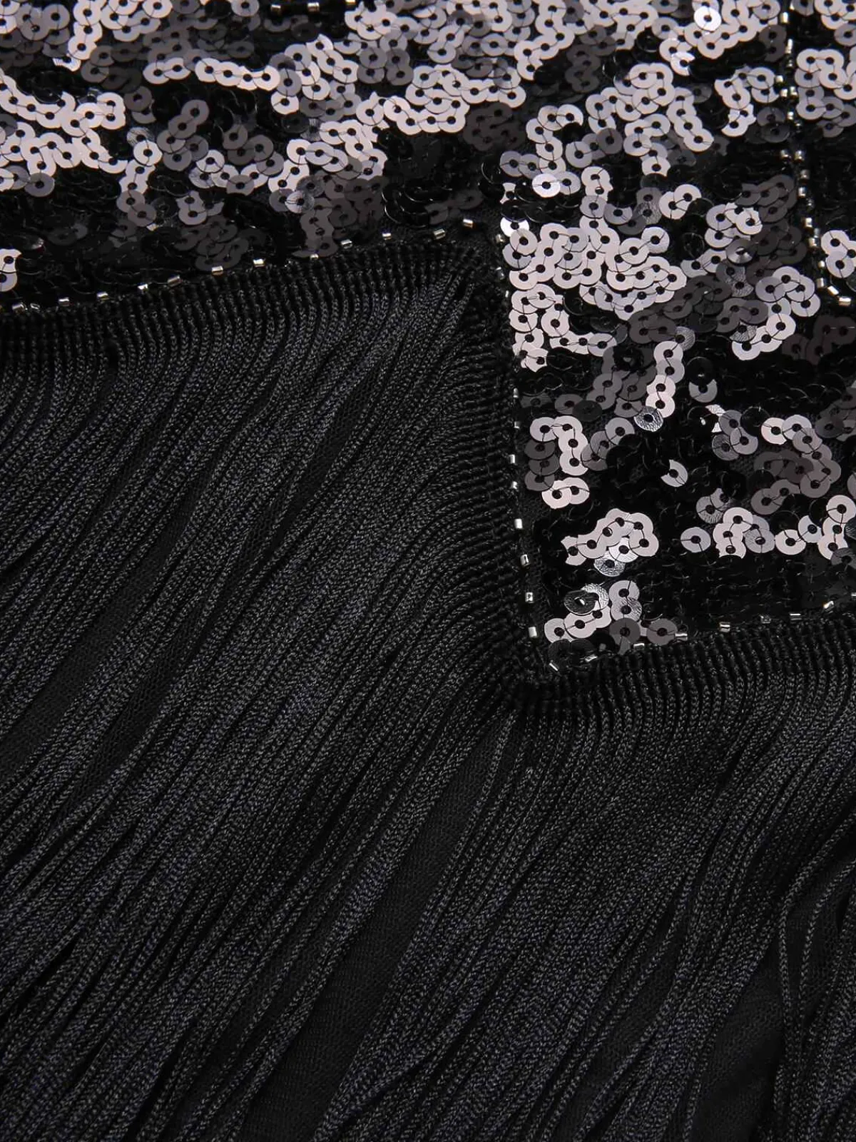 Sale Retro Stage 1920s Sequined Tassel V-Neck Dress