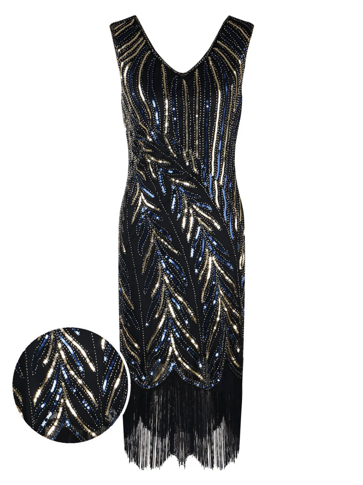 Clearance Retro Stage 1920s Sequined Tassels Flapper Dress