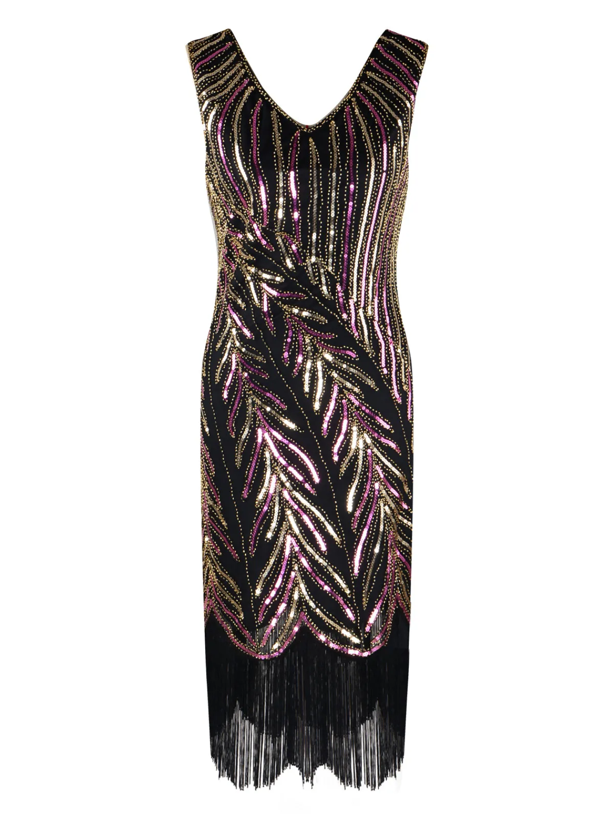 Clearance Retro Stage 1920s Sequined Tassels Flapper Dress