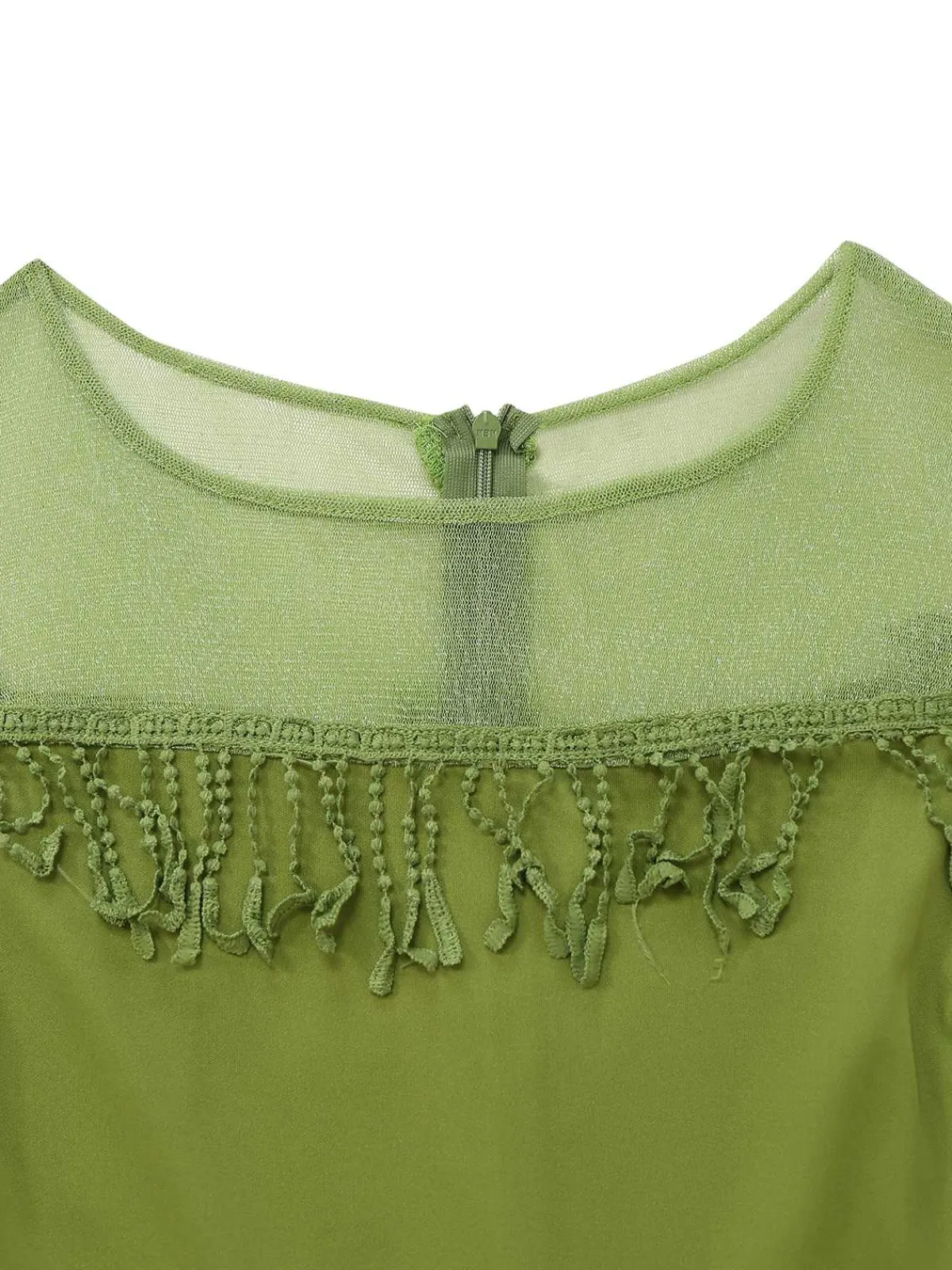 Fashion Retro Stage 1960s Sheer Fringe Belted Bodycon Dress