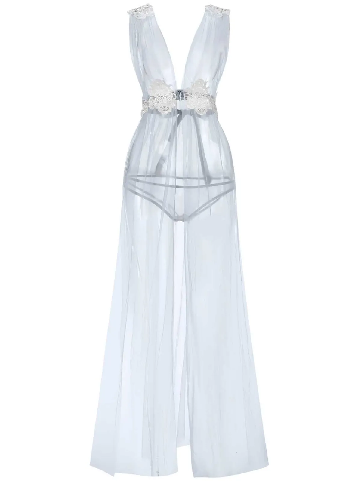 New Retro Stage 1970s Sheer Lace Mesh Nightgown