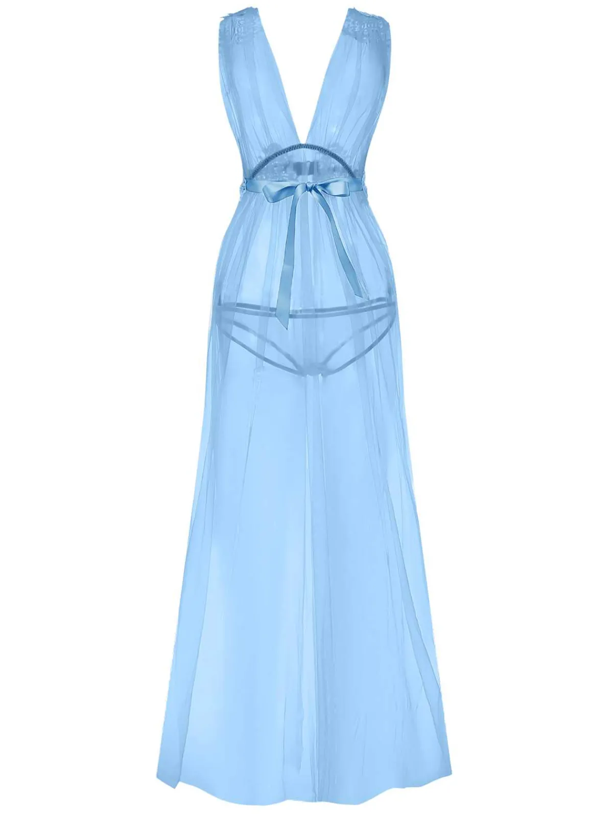 New Retro Stage 1970s Sheer Lace Mesh Nightgown