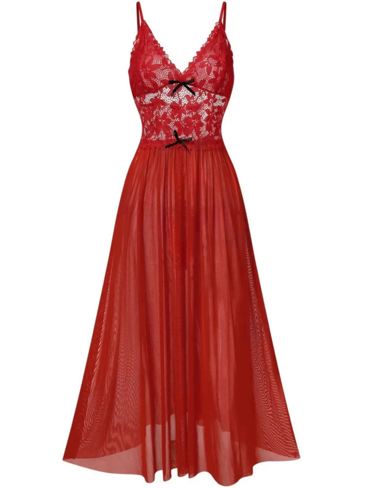 Best Retro Stage 1930s Sheer Lace Spaghetti Straps Nightgown