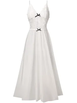 Best Retro Stage 1930s Sheer Lace Spaghetti Straps Nightgown