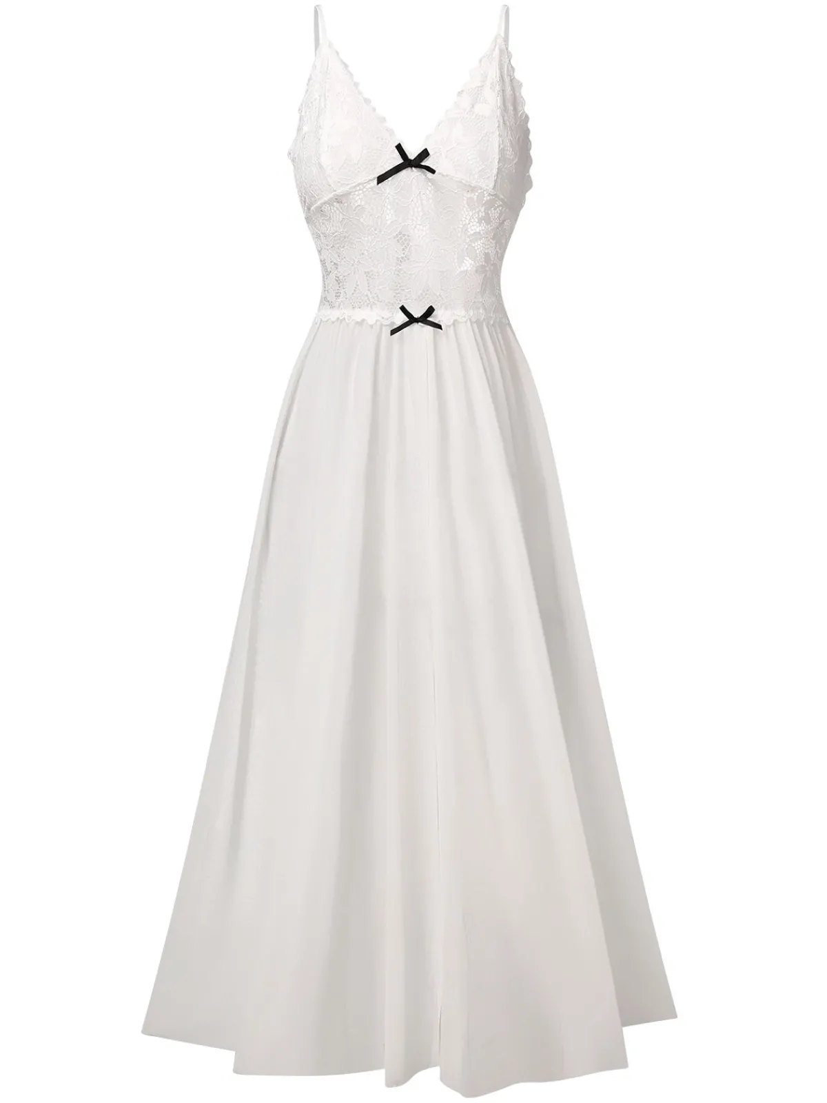 Best Retro Stage 1930s Sheer Lace Spaghetti Straps Nightgown