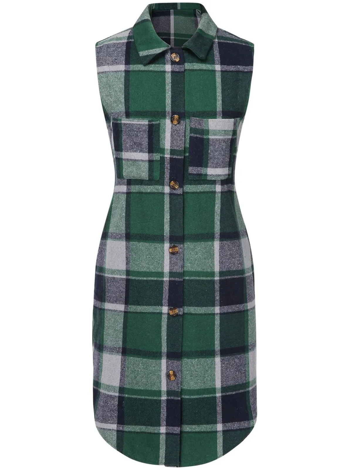 Clearance Retro Stage 1950s Shirt Collar Flannelette Plaid Vest Coat
