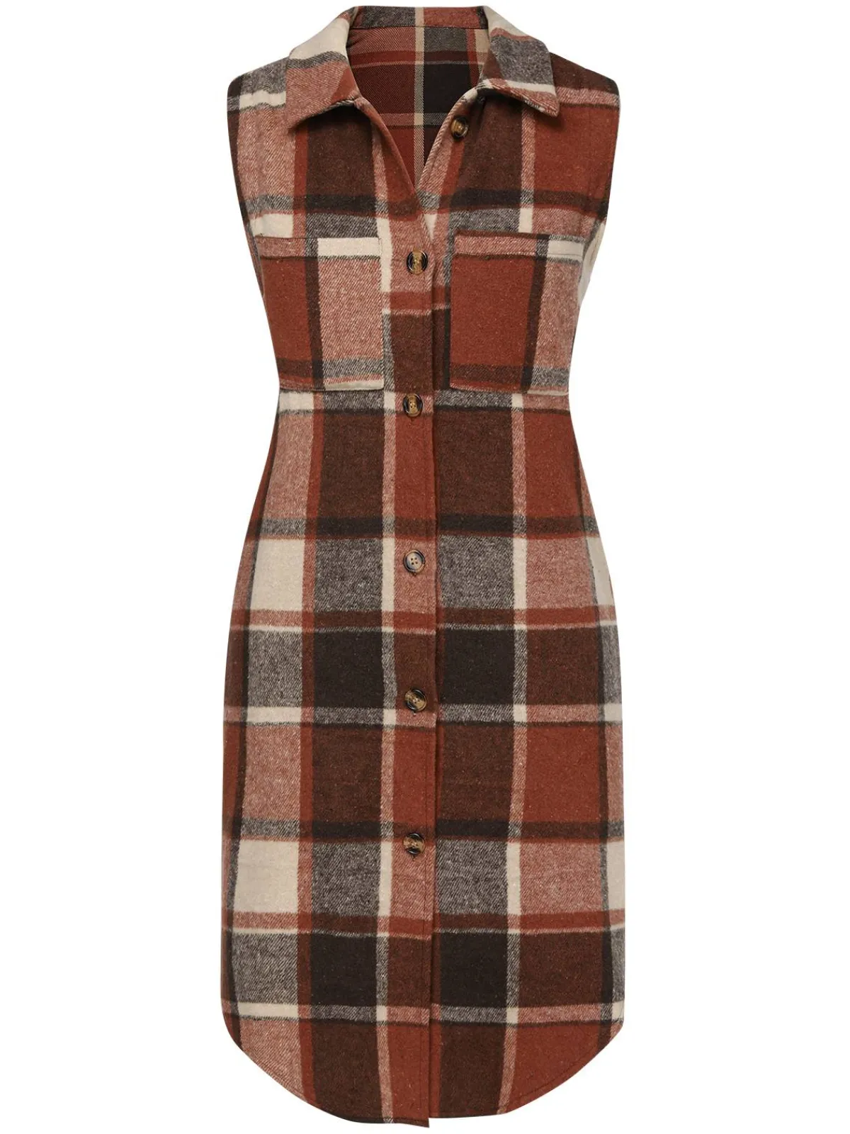 Clearance Retro Stage 1950s Shirt Collar Flannelette Plaid Vest Coat