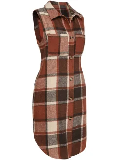 Clearance Retro Stage 1950s Shirt Collar Flannelette Plaid Vest Coat