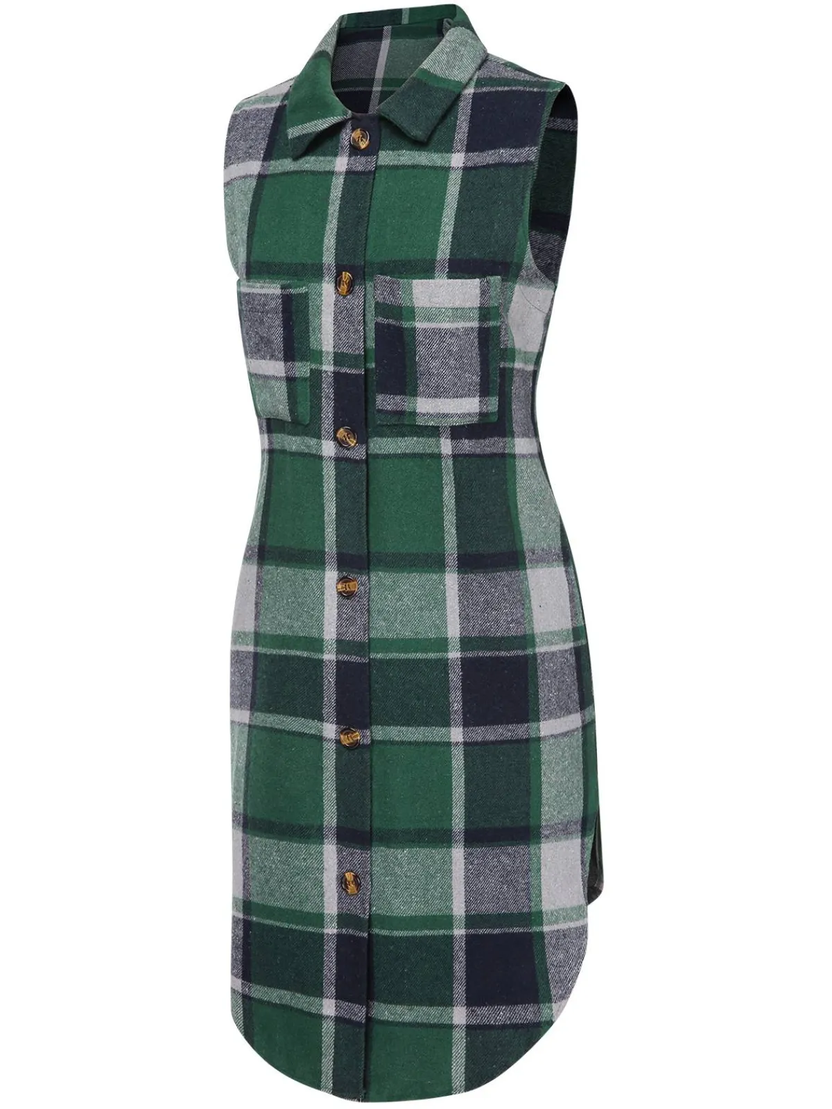 Clearance Retro Stage 1950s Shirt Collar Flannelette Plaid Vest Coat