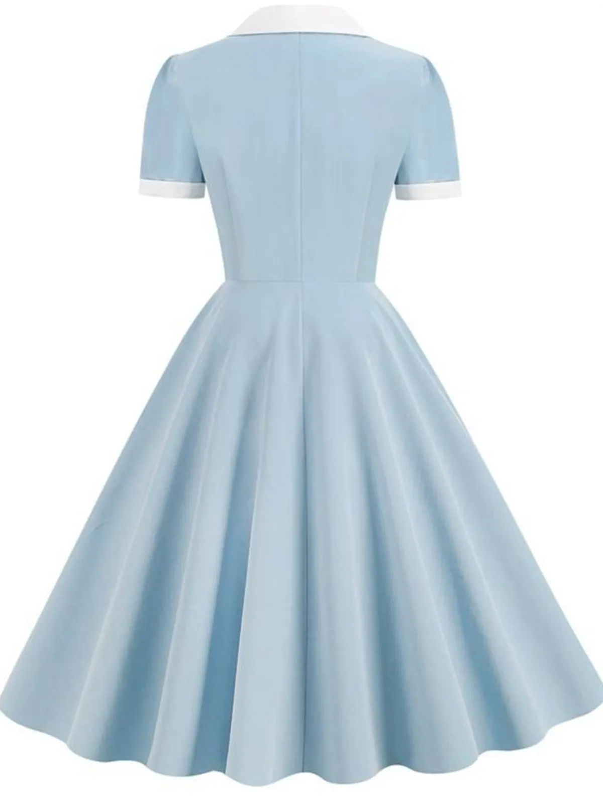 Online Retro Stage 1950s Shirt Collar White Buttons Swing Dress