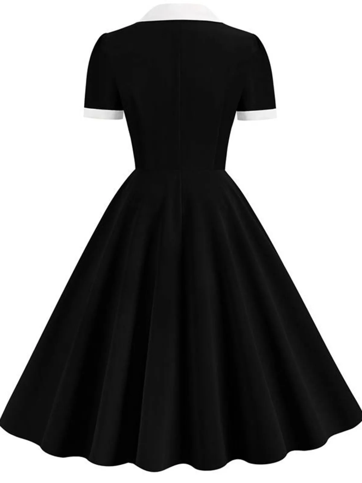Online Retro Stage 1950s Shirt Collar White Buttons Swing Dress