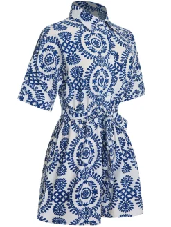 Sale Retro Stage 1950s Shirt Neck Print Belted Romper
