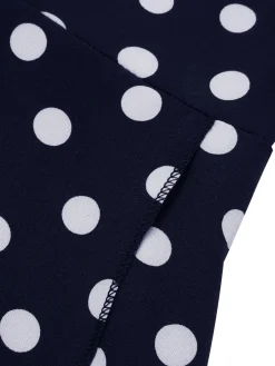 Outlet Retro Stage 1930s Side Slit Deep V-Neck Polka Dots Dress